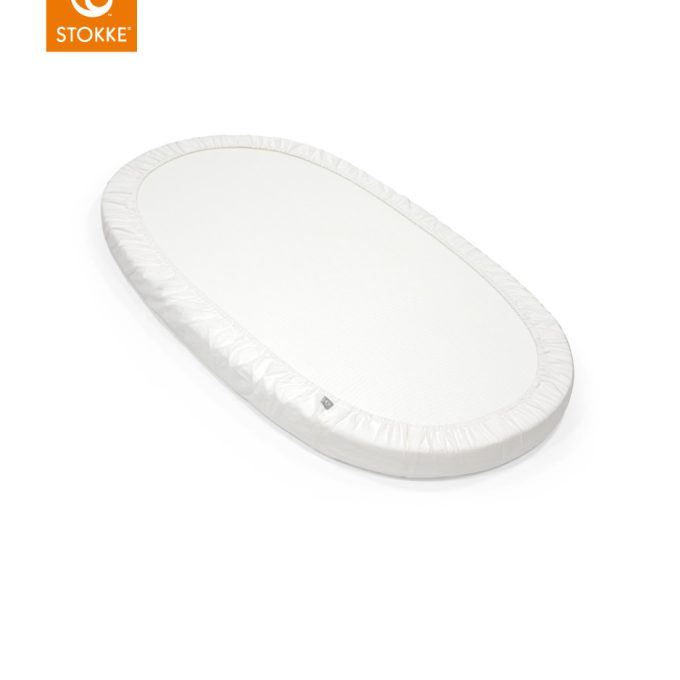 Stokke® Sleepi™ Bed Mattress with Fitted Sheet White. Bottom side, detail.