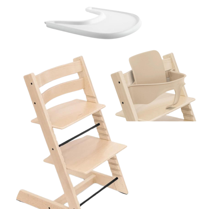 STOKKE TRIPP TRAPP BUNDLE TRE PEZZI SEDIA, BABY SET, VASSOIO