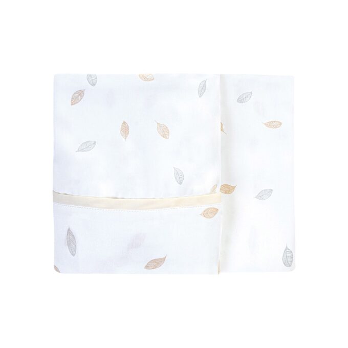 DILIBEST COPRIMATERASSO CULLA COTONE E BAMBOO foglie bianco 2PZ