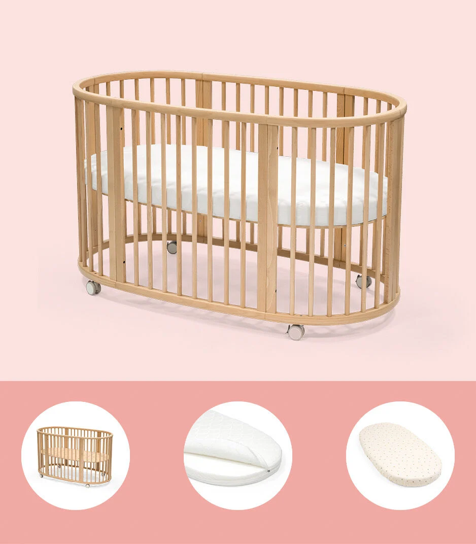 STOKKE BUNDLE SLEEPI LETTO + MATERASSO + LENZUOLO BIANCO