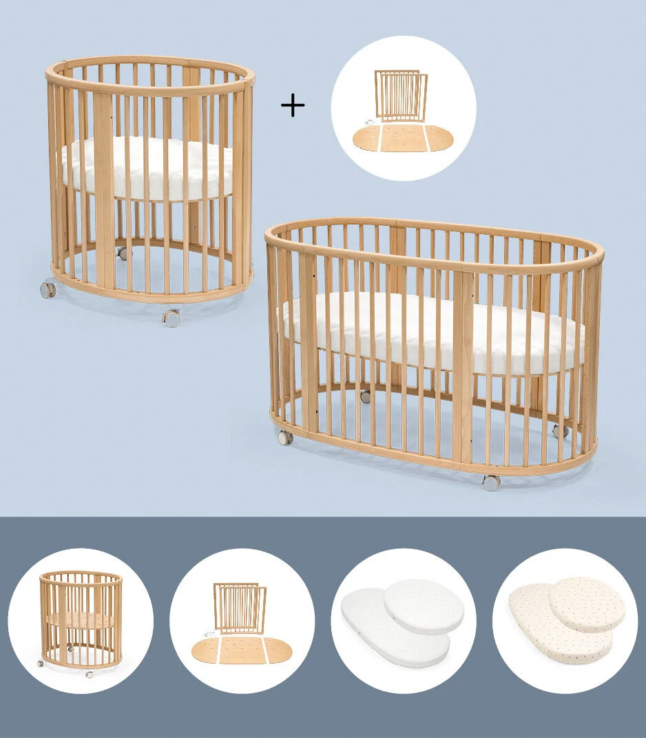 STOKKE SLEEPI BUNDLE CULLA + ESTENSIONE + DOPPIO MATERASSO + DOPPIO LENZUOLO
